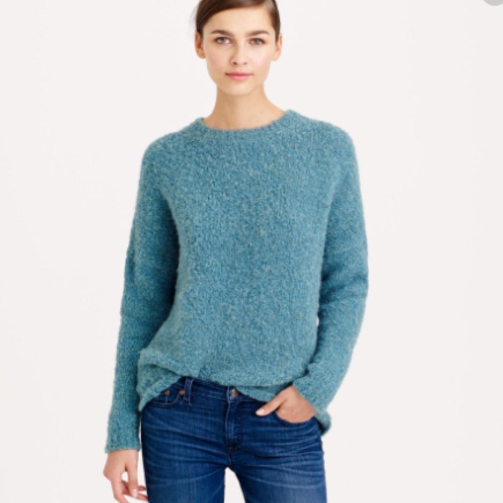 J. Crew Navy Blue Wool Boucle Oversized Sweater